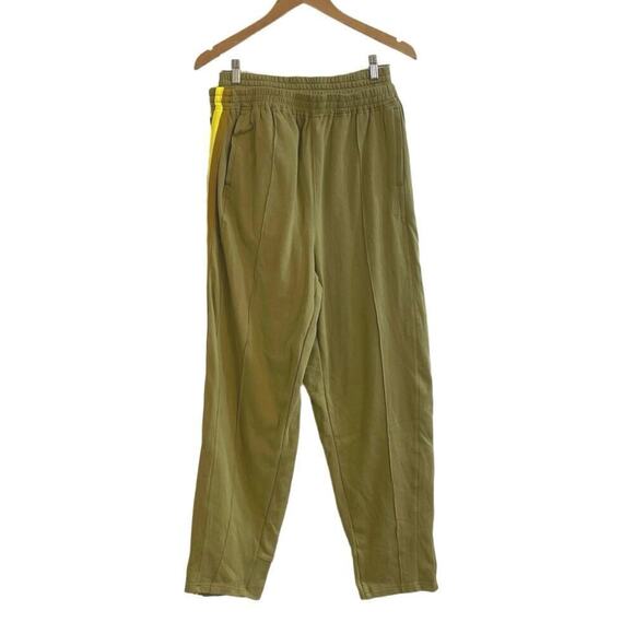 Free People Movement Large Baby Got Track Snap Pants in Olive with Yellow Stripe - Picture 3 of 12